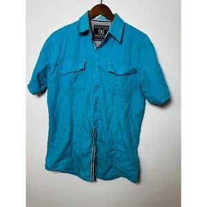 Indigo‎ Star American Vintage Mens Medium Turquoise Short SLV Button Down Shirt